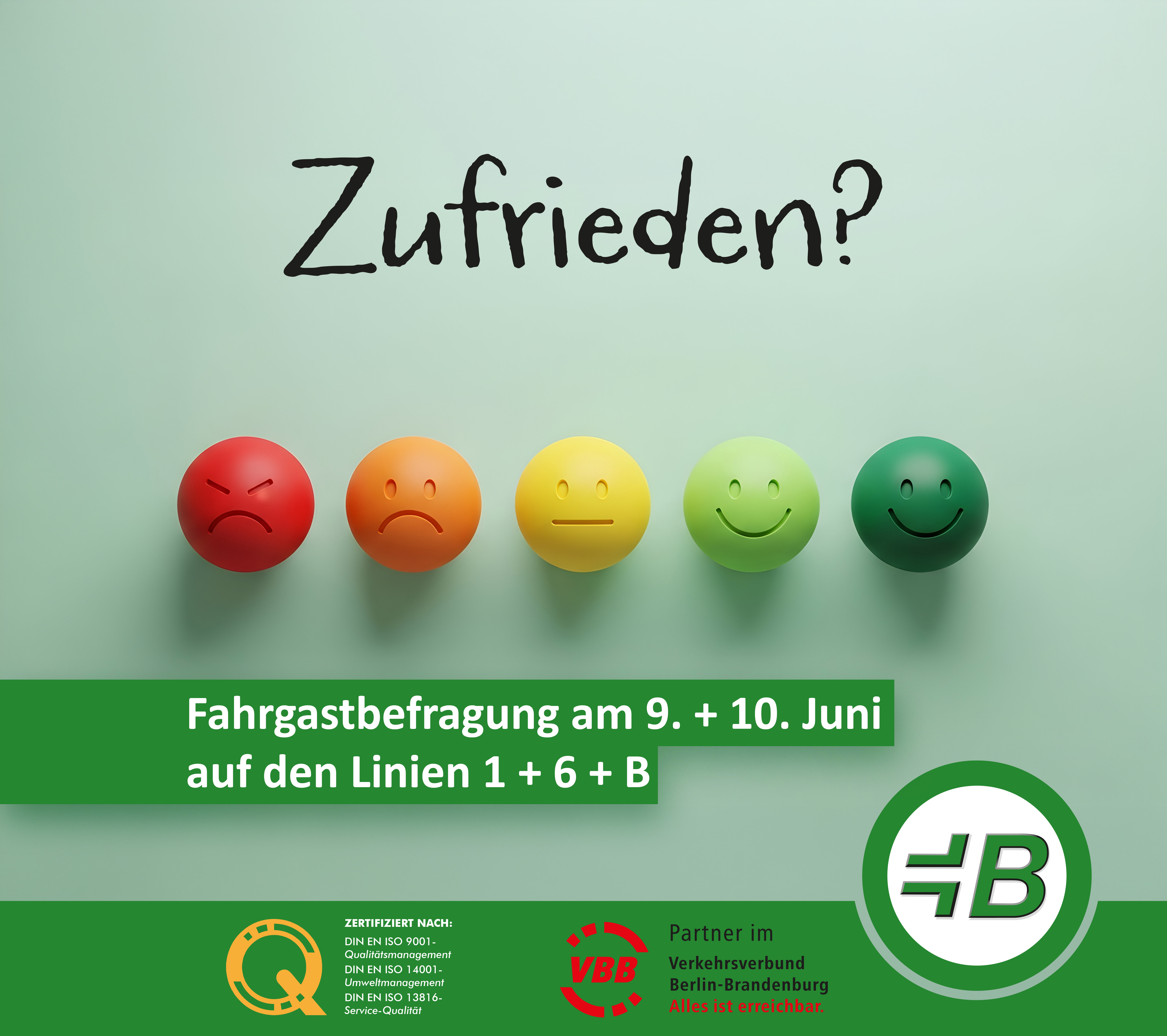 Zufrieden? Fahrgastbefragung am 09. und 10. Juni 2026